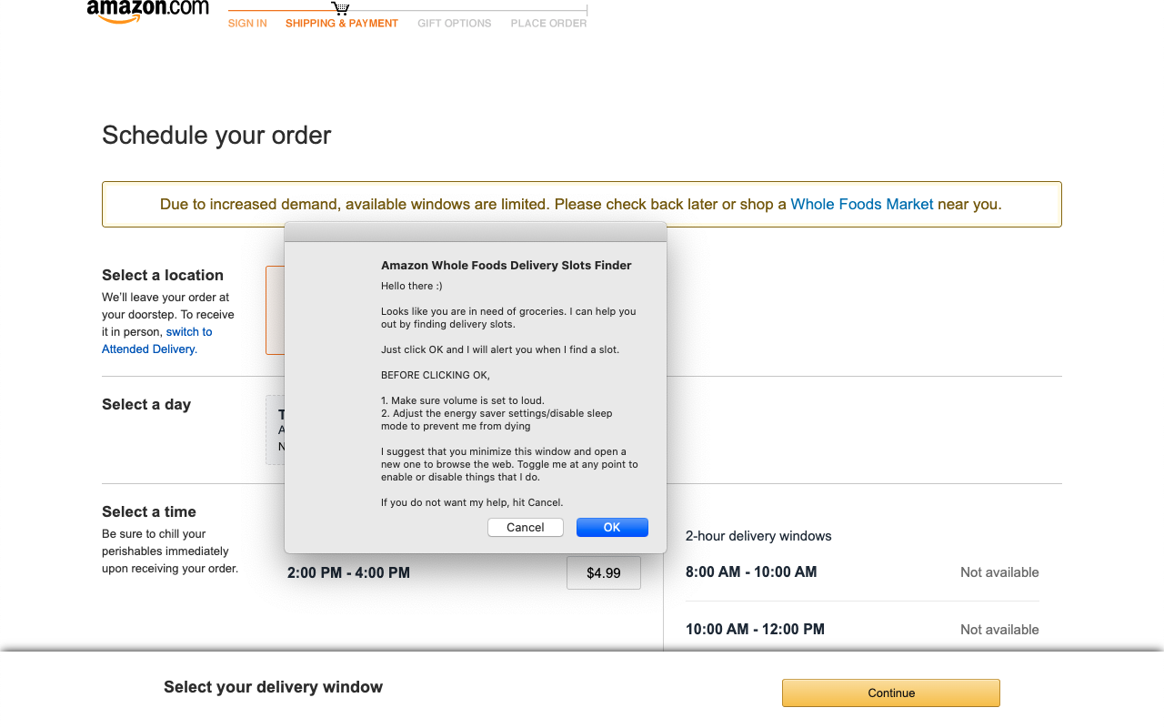 Amazon Whole Foods Delivery Slots Finder gallery image