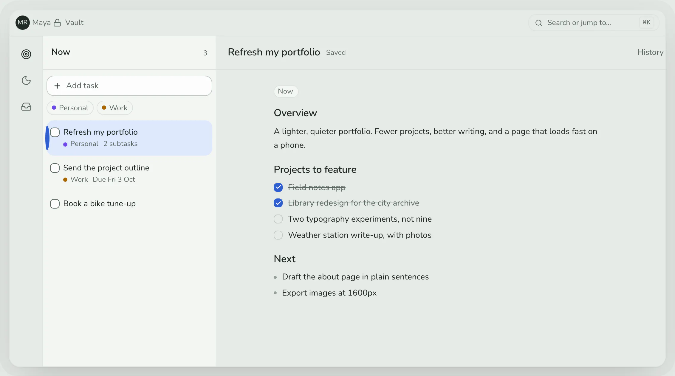 symplist - a calm task workspace gallery image