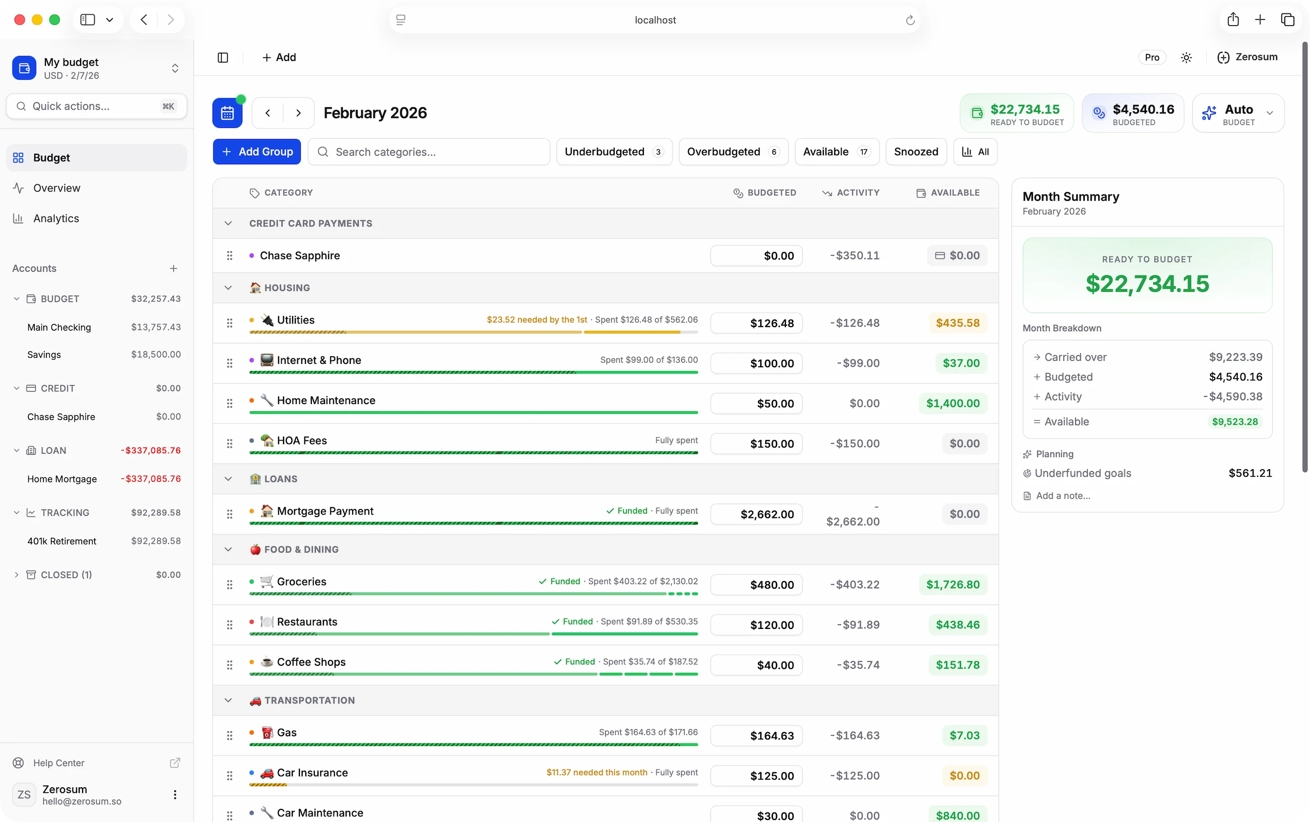 Zerosum - Main product screenshot demonstrating key features and user interface