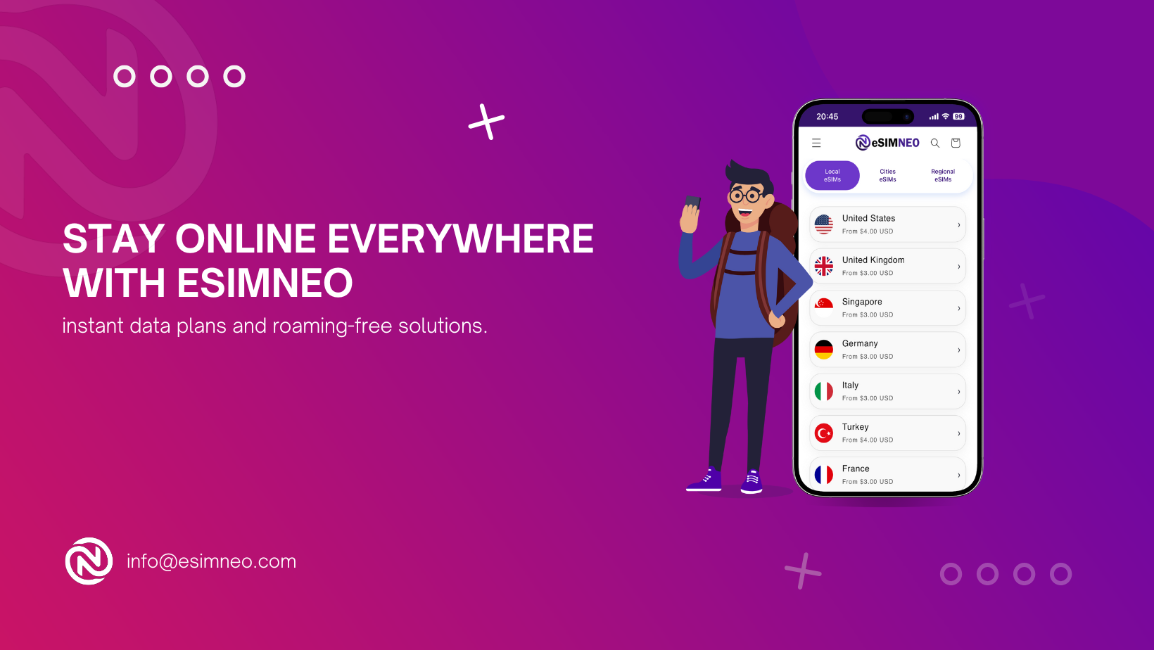 eSIM Neo - Main product screenshot demonstrating key features and user interface