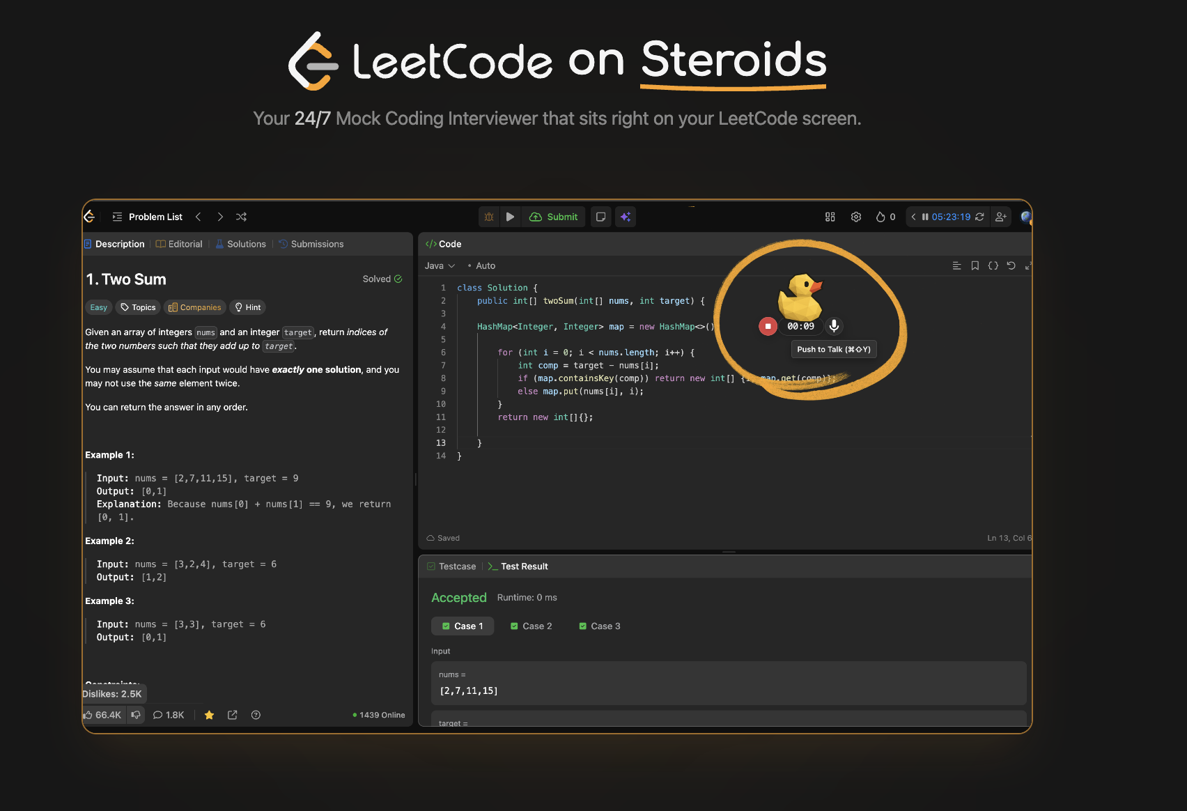 LeetDuck: LeetCode on Steroids - Main product screenshot demonstrating key features and user interface