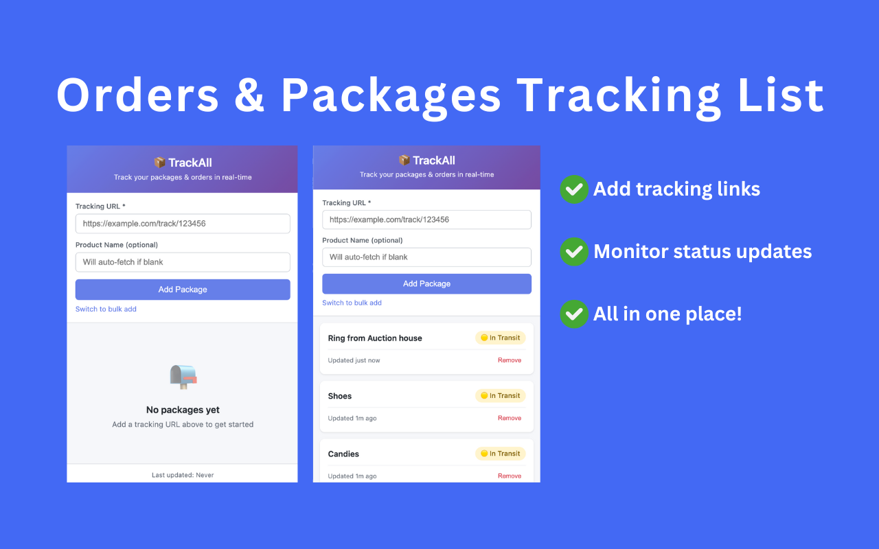 TrackAll: Packages Tracking List - Screenshot 2 showing product features and functionality