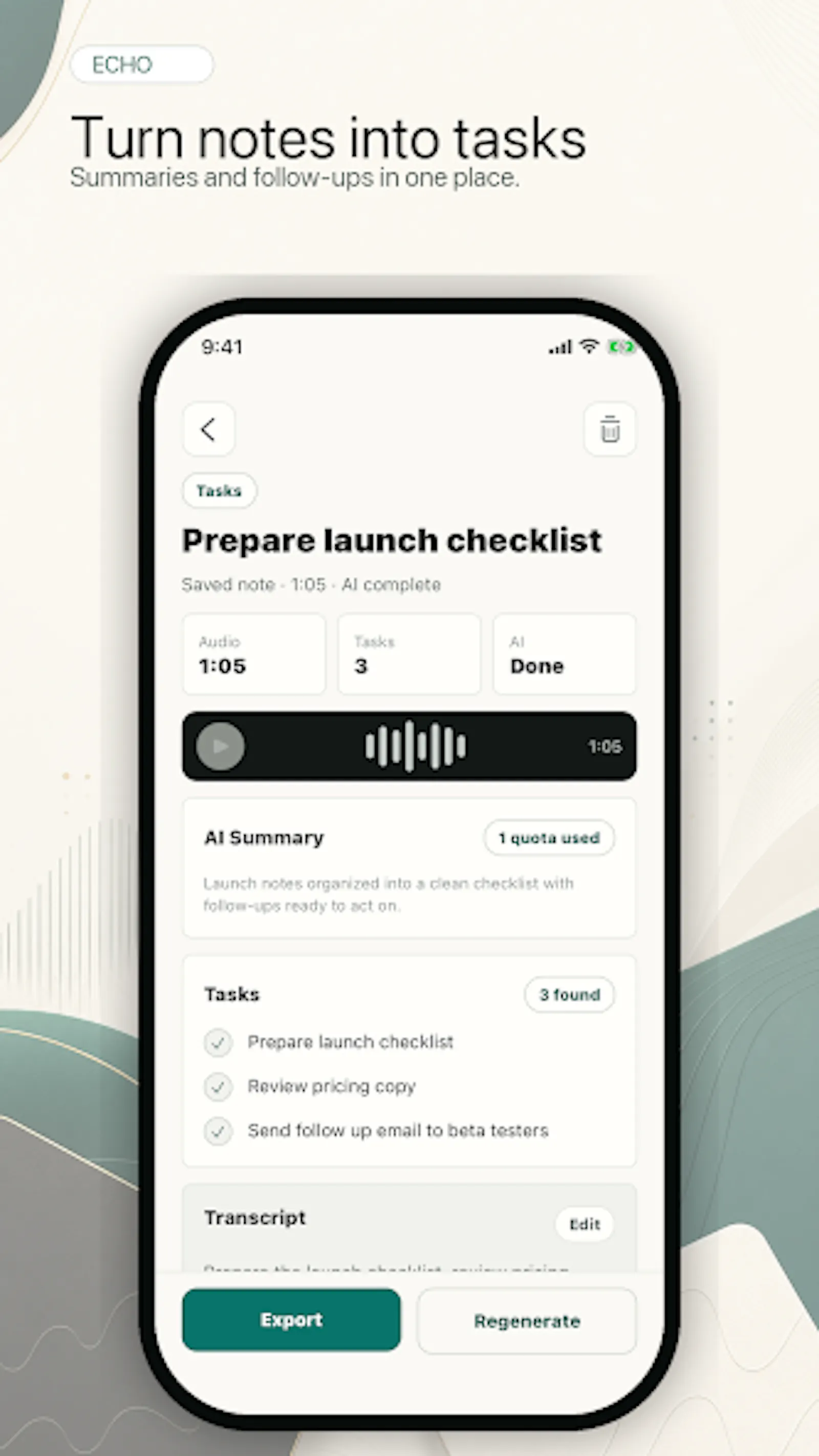 Echo: Voice Notes & AI Tasks screenshot 3