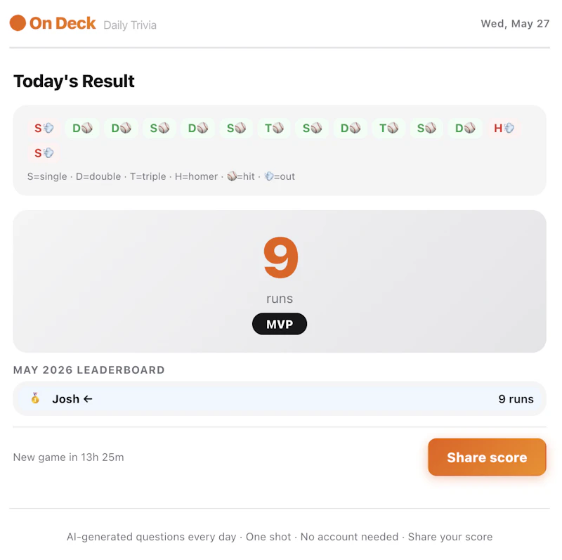 On Deck — Daily Trivia screenshot 4