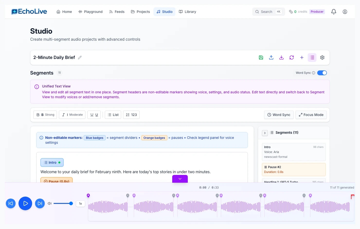 EchoLive: Read, Listen, Create - Screenshot 3 showing product features and functionality