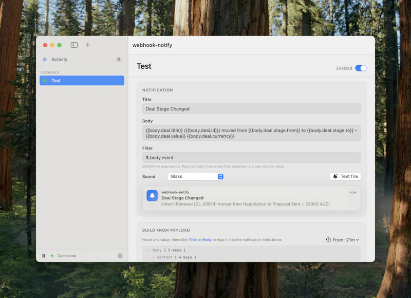Webhook Notifications screenshot 1