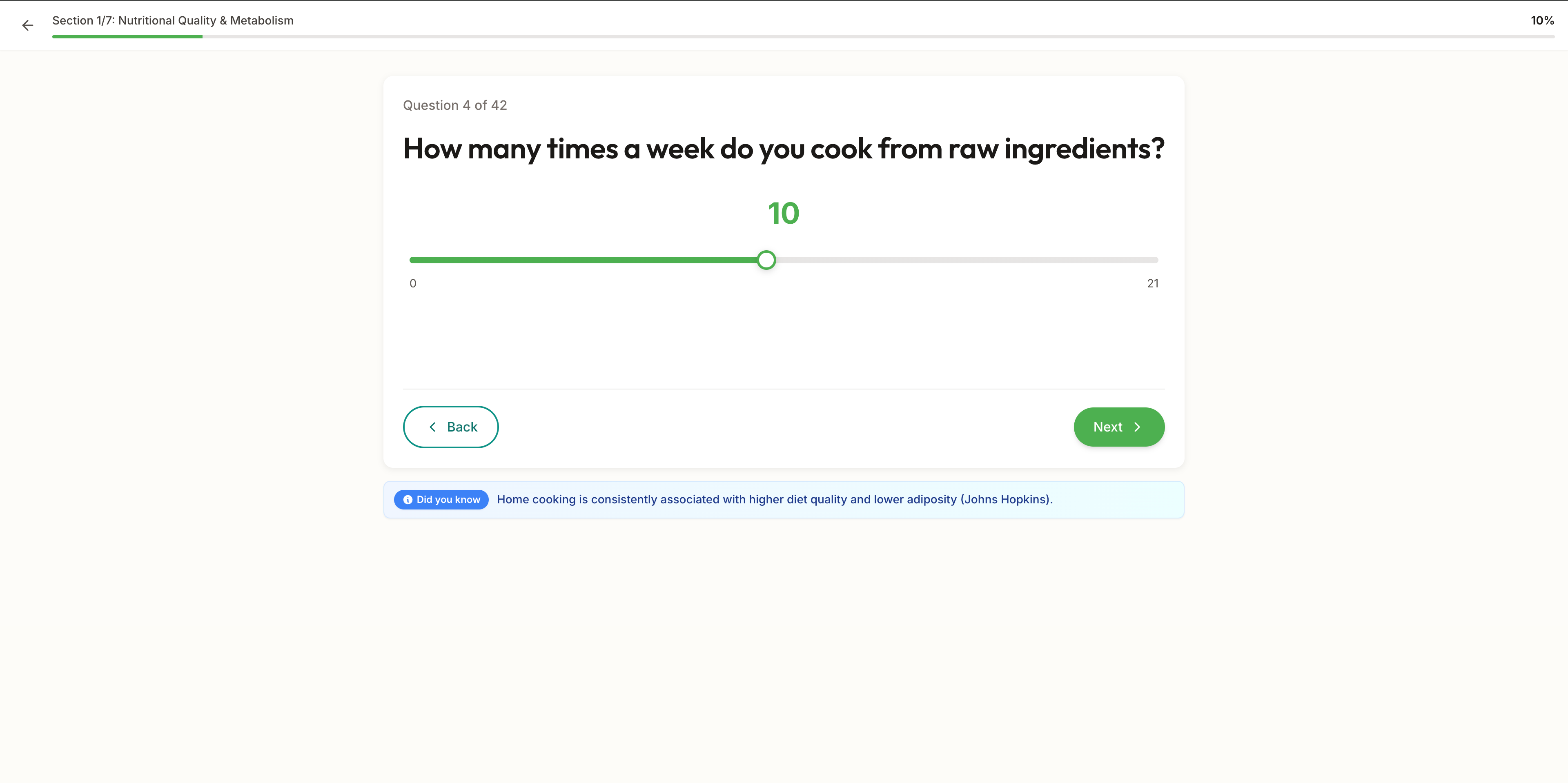 Healthy Choices Quiz - Screenshot 2 showing product features and functionality