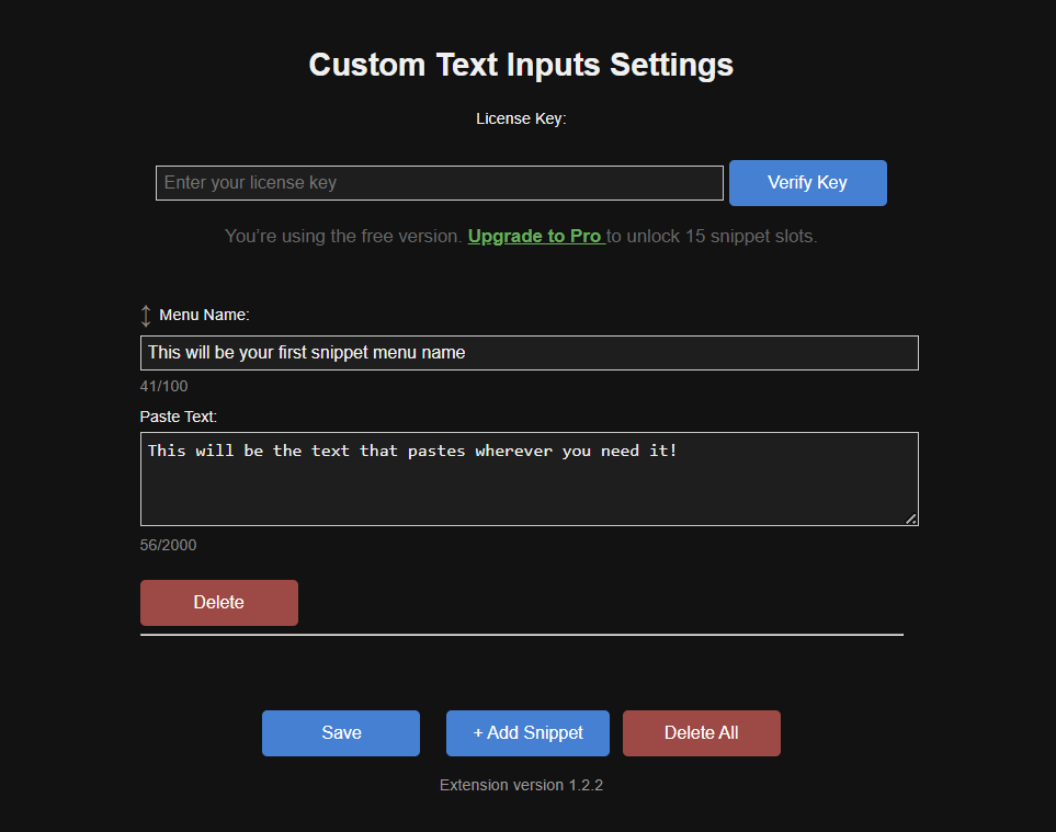 Custom Text Inputs — Chrome Extension gallery image