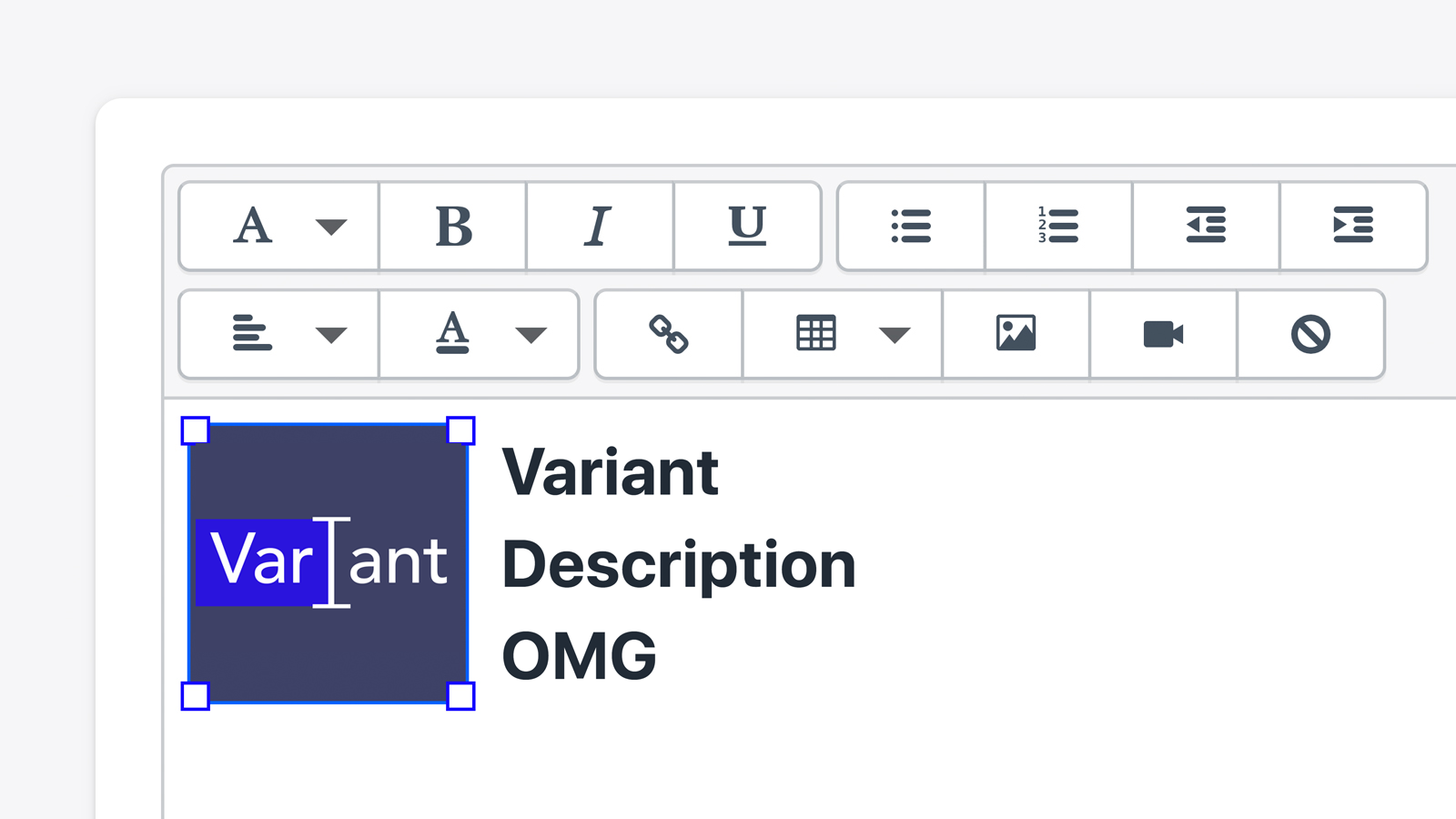 Variant Description for Shopify gallery image