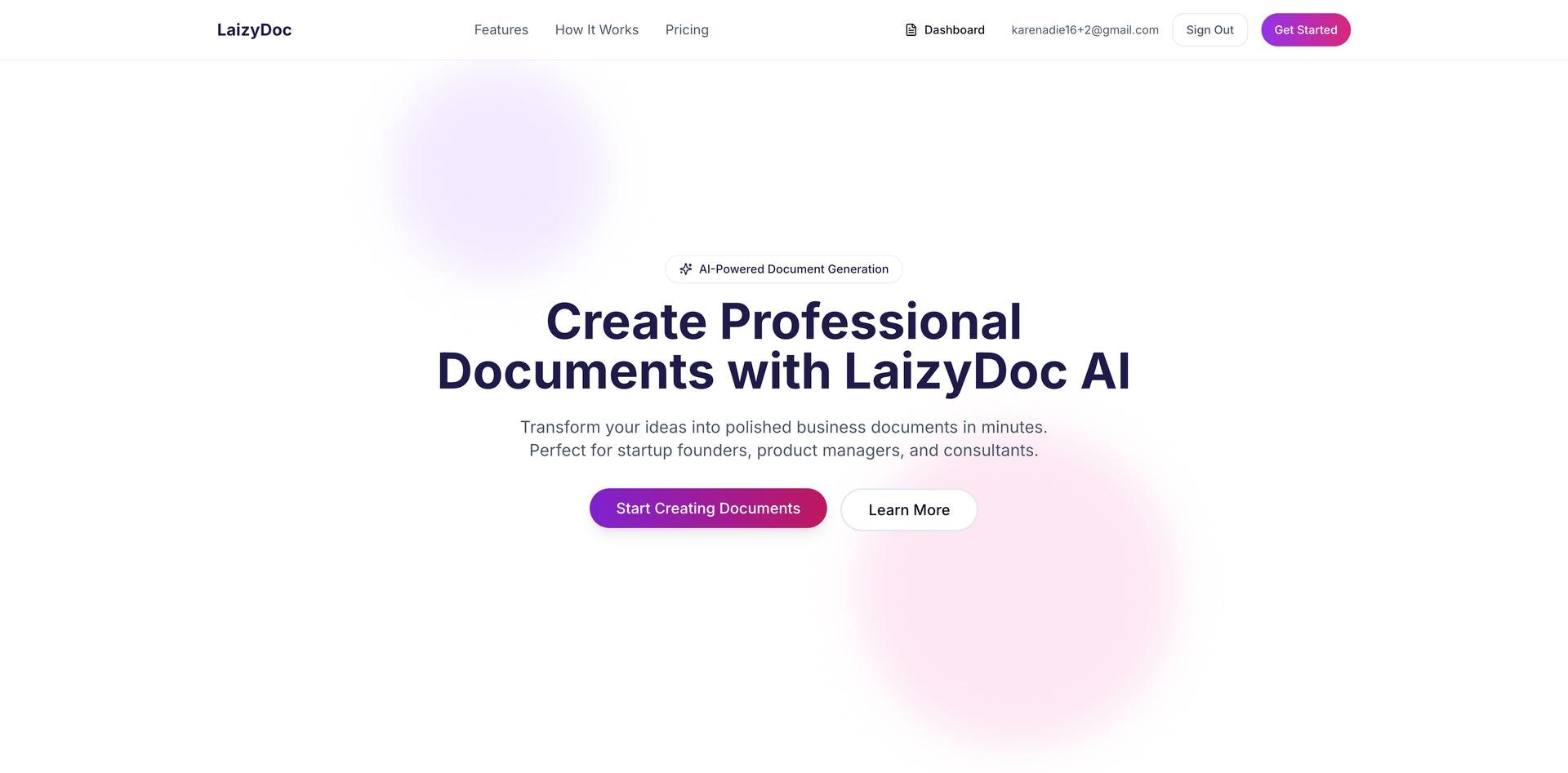 Laizydoc - Creëer klaar voor gebruiksdecks, PRD's en documenten in minuten niet-dagen. media 4