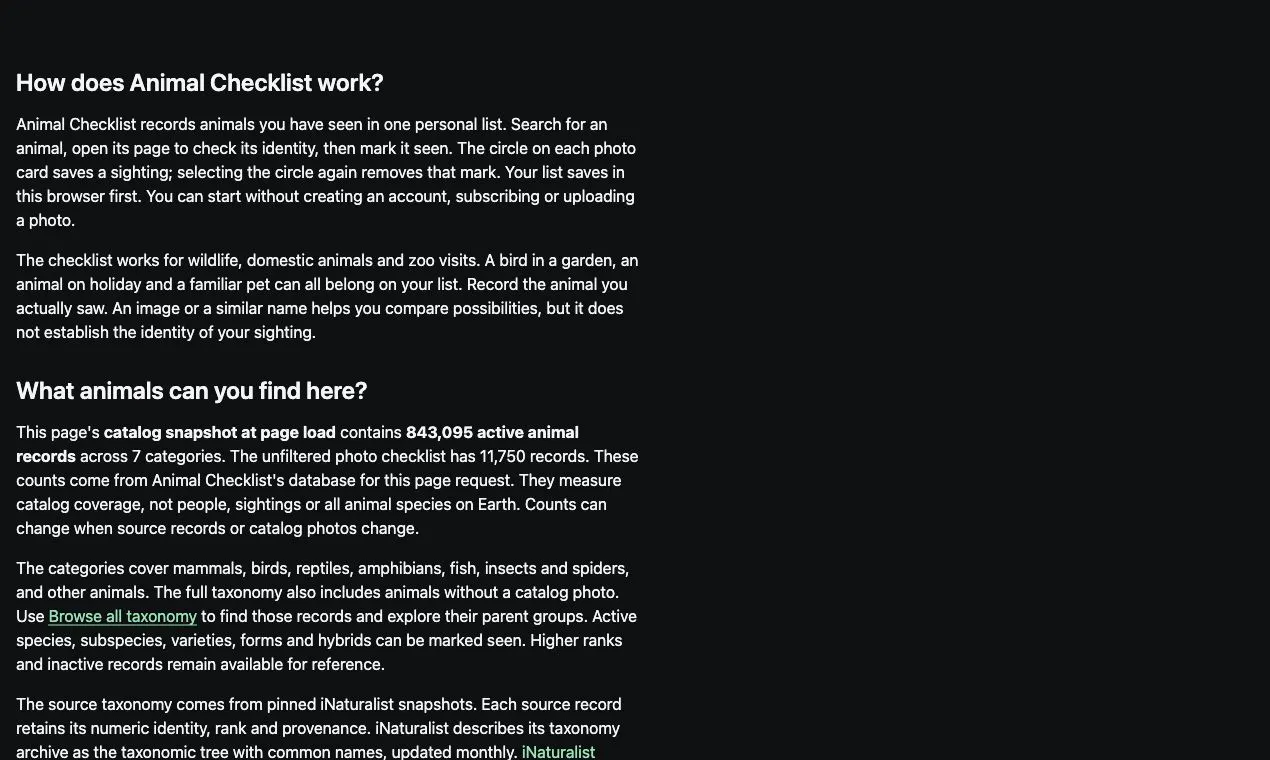Animal Checklist gallery image