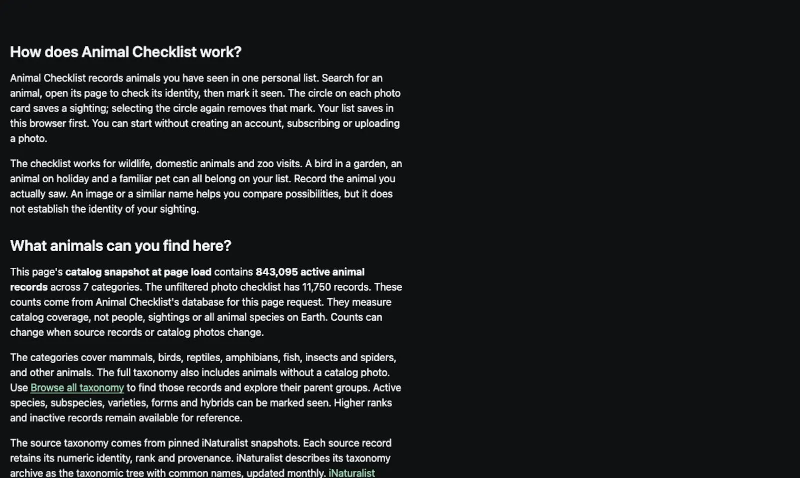 Animal Checklist screenshot 2