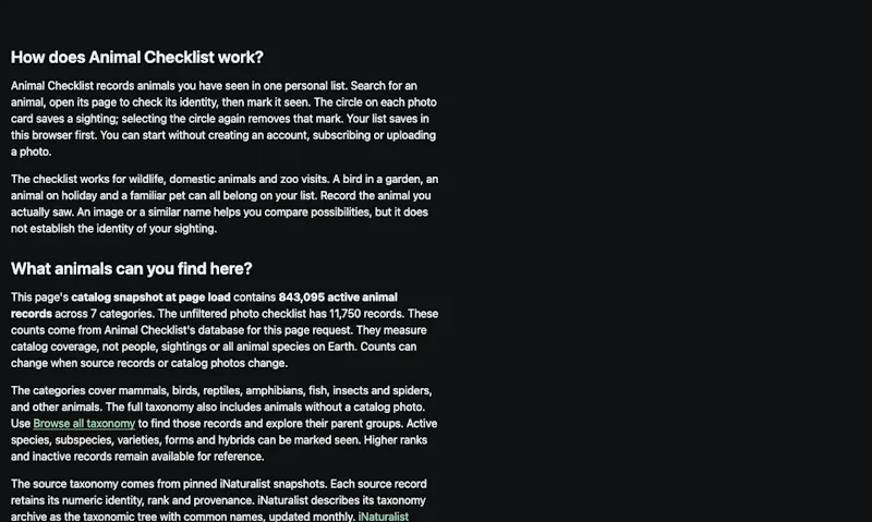 Animal Checklist screenshot 2
