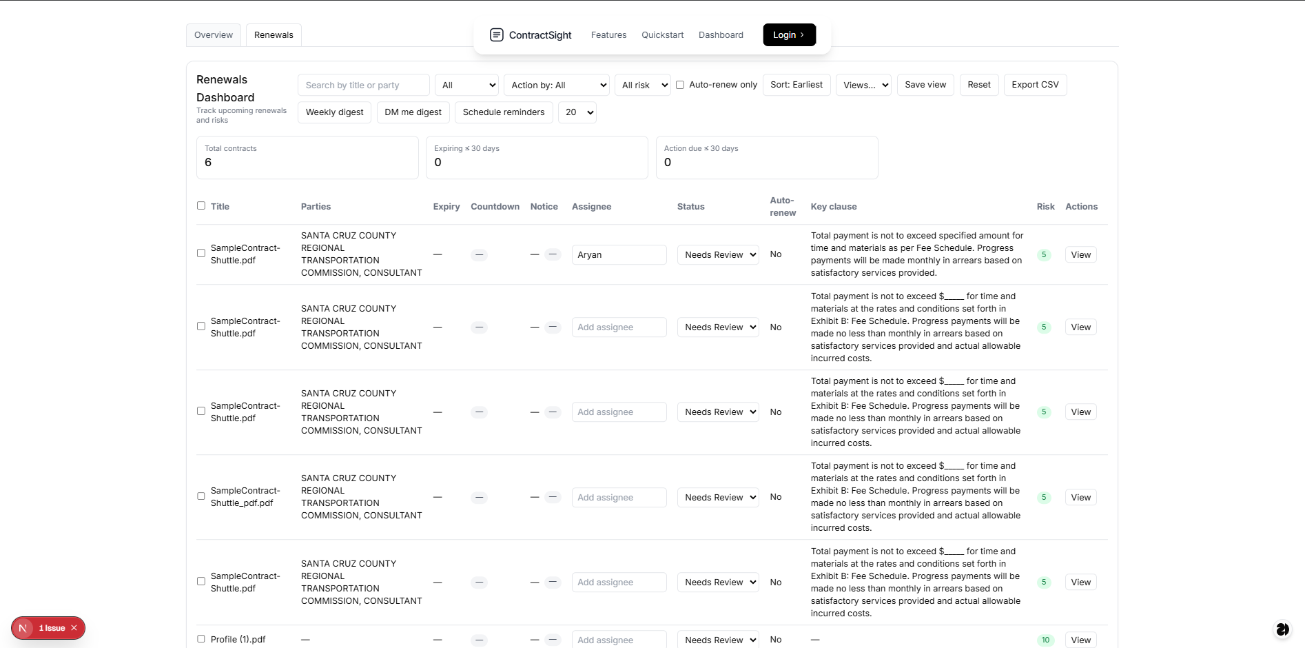 ContractSight - Screenshot 3 showing product features and functionality