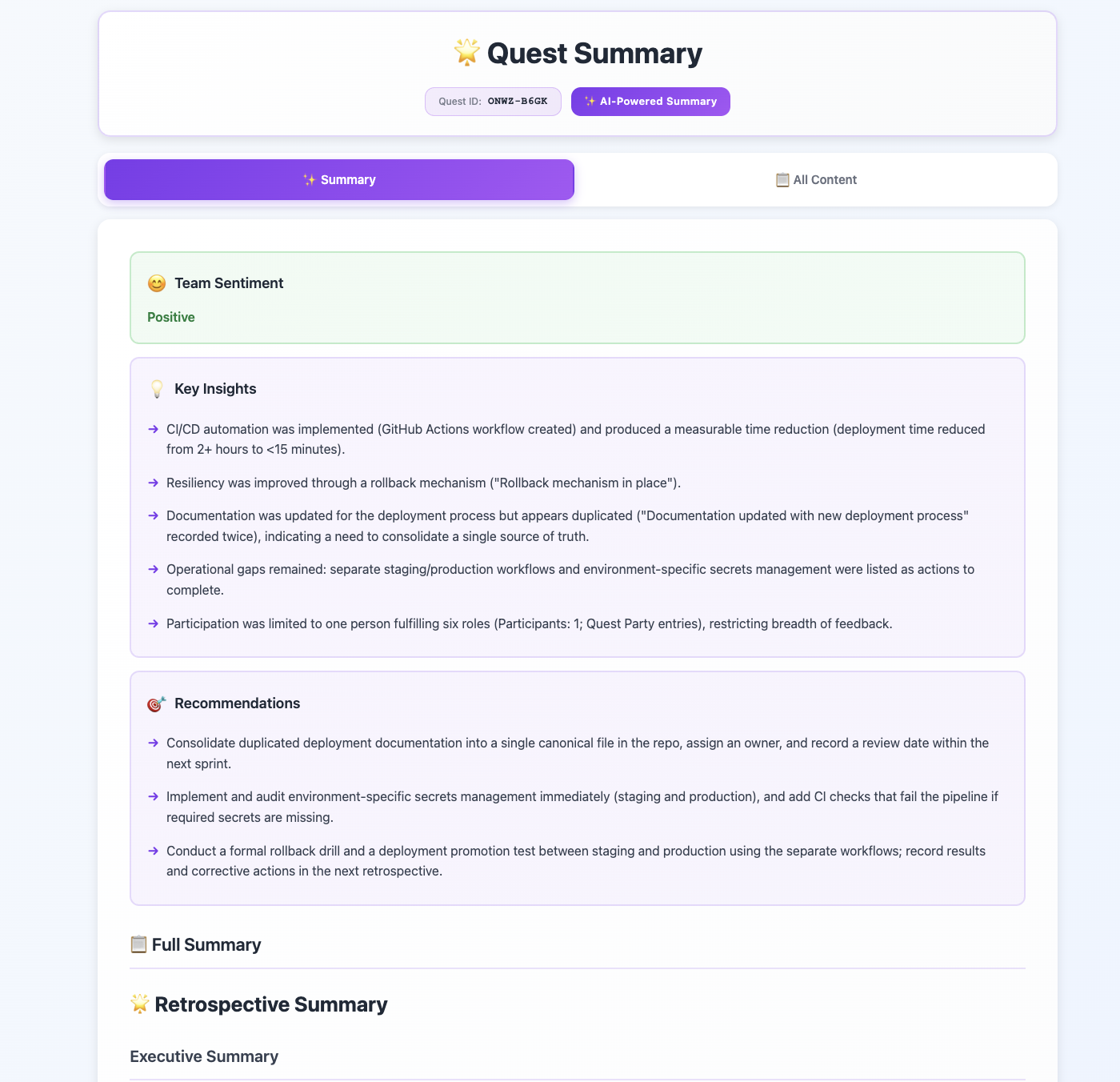 The Retrospective Quest gallery image