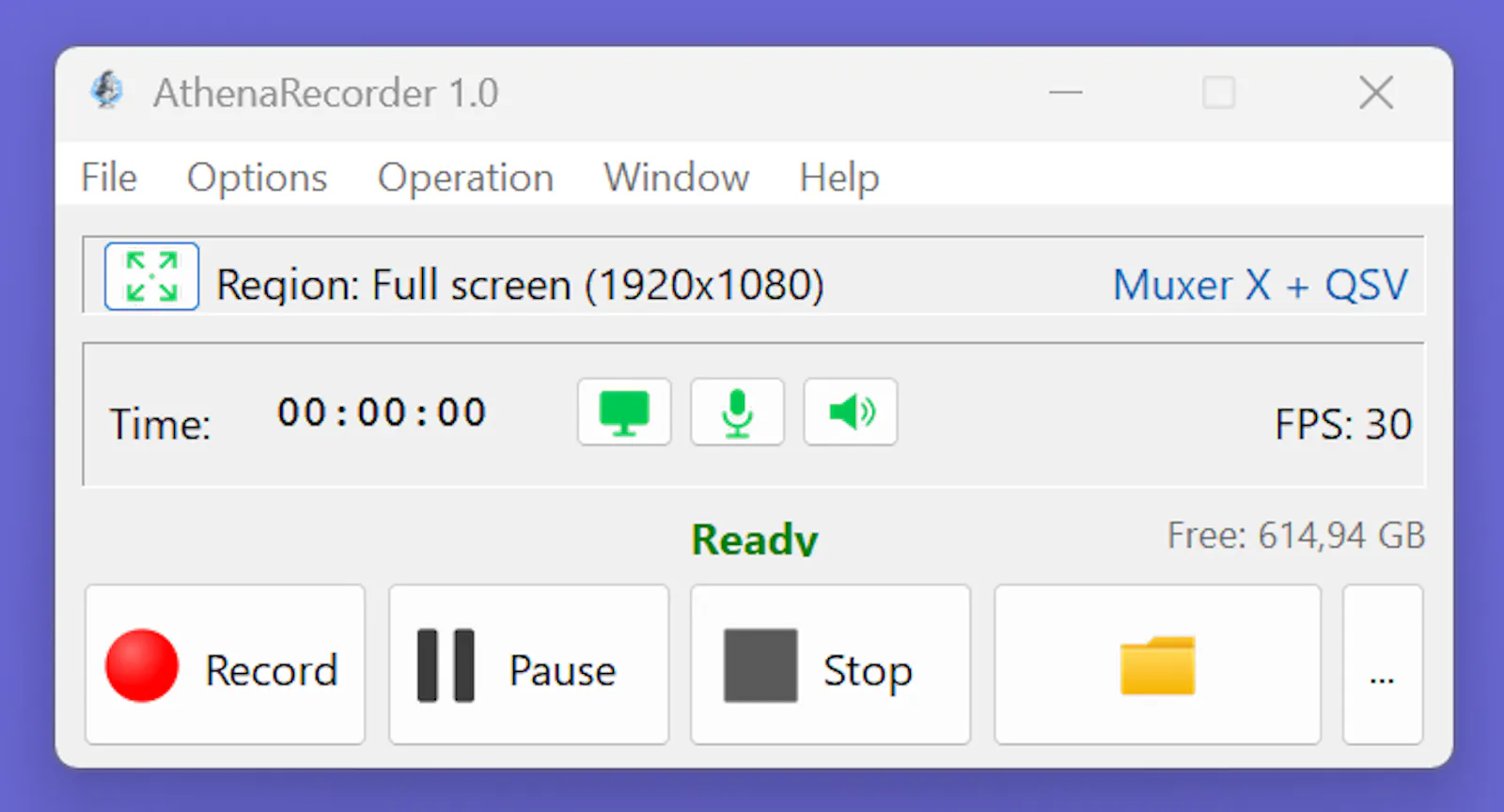 AthenaRecorder 1.0 — Andratek Software screenshot 1