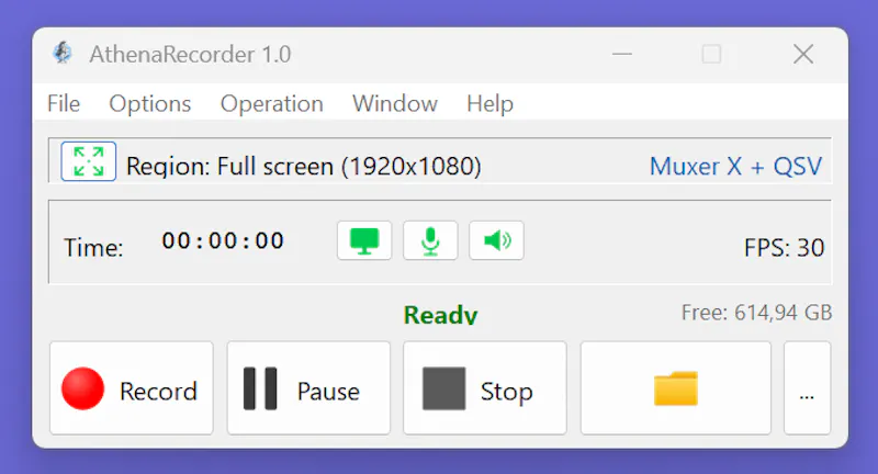 AthenaRecorder 1.0 — Andratek Software screenshot 1