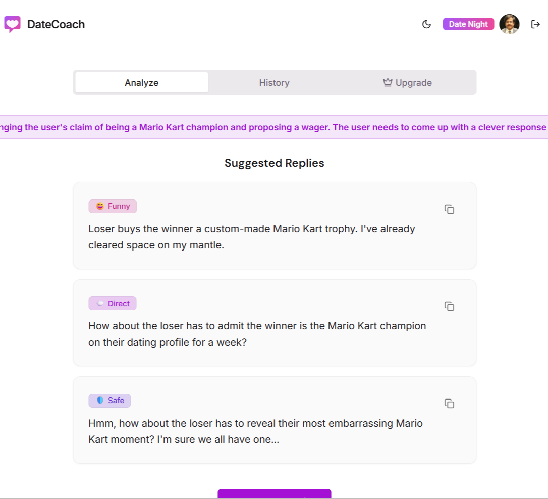 DateCoach - Main product screenshot demonstrating key features and user interface