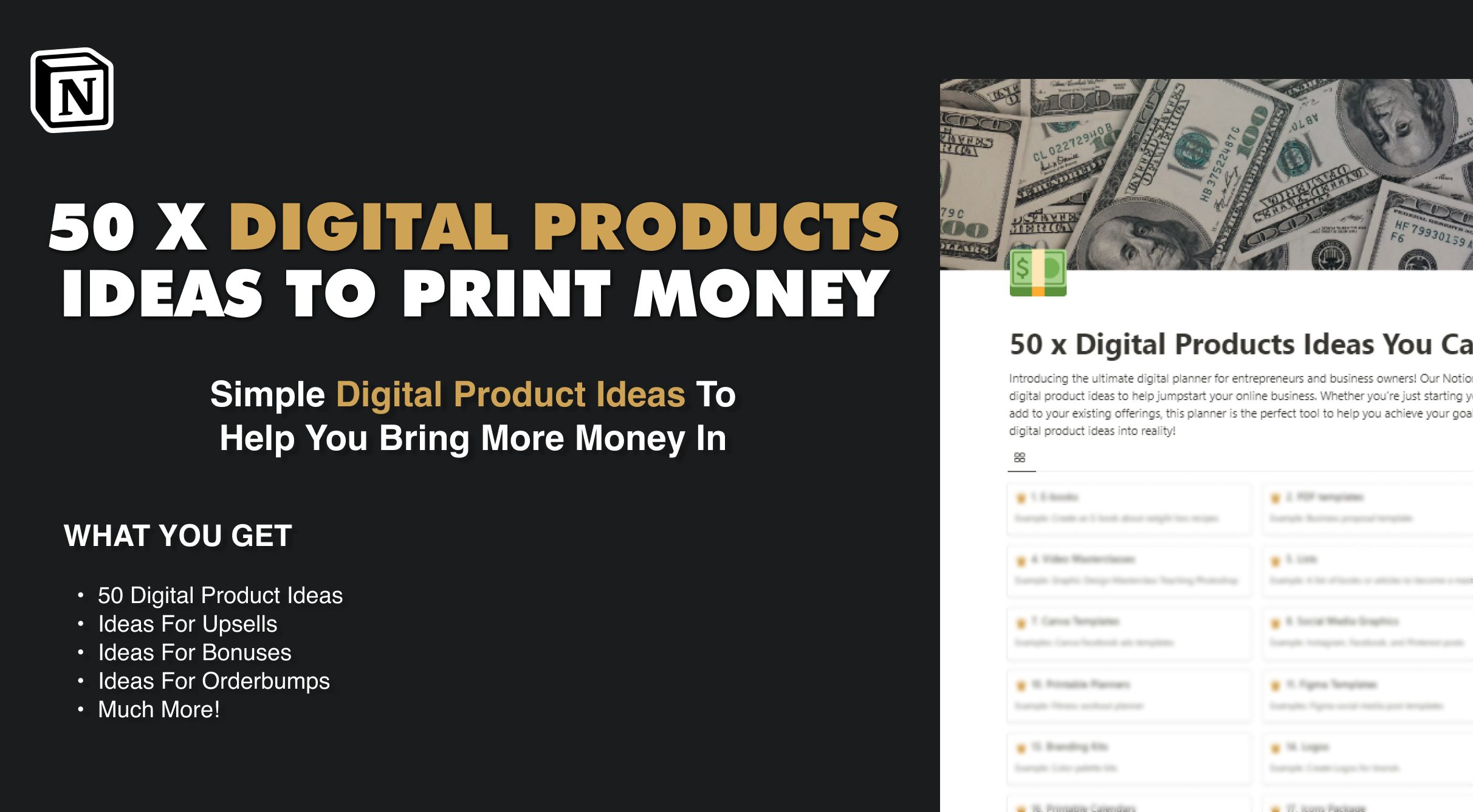 Idéias de produtos digitais 50x para ganhar dinheiro media 1