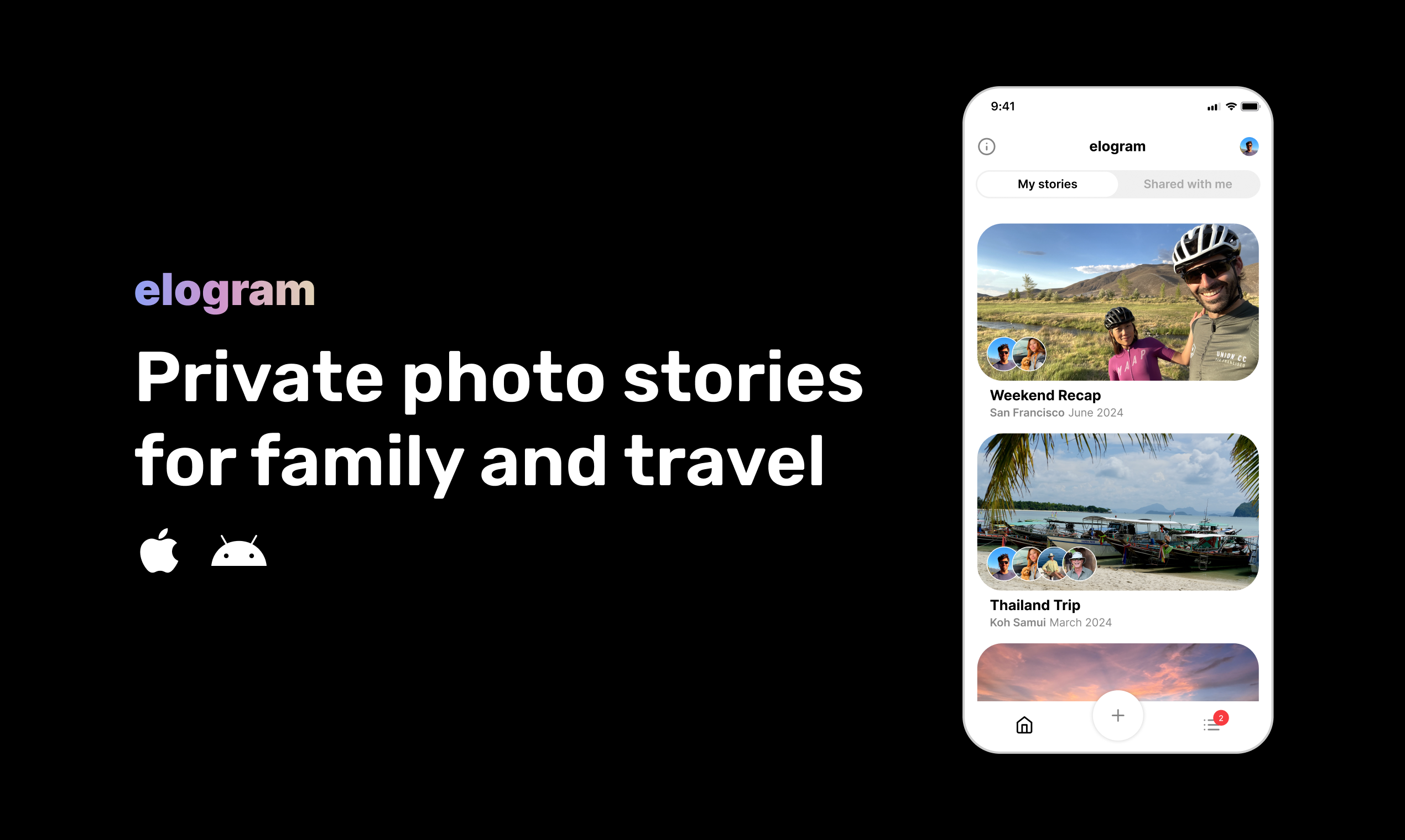elogram - Private photo stories for family and travel