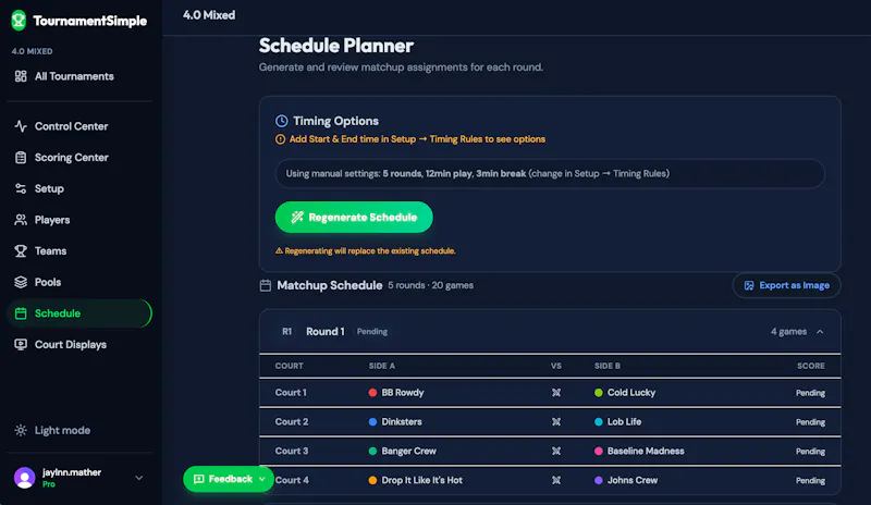TournamentSimple — Pickleball Software screenshot 3