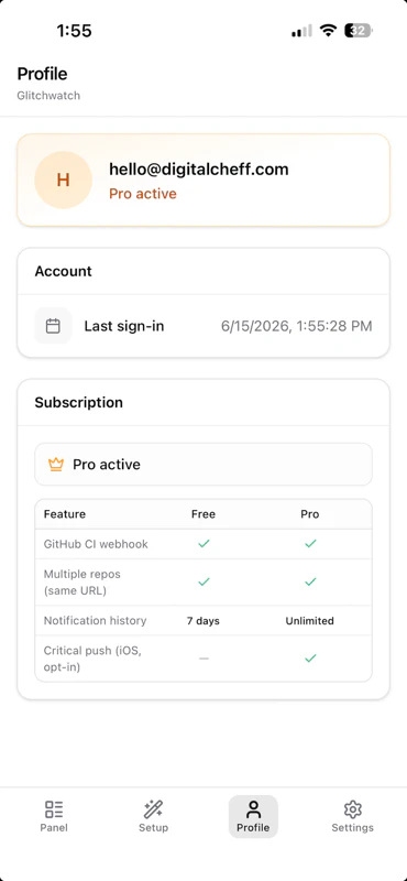 Glitchwatch — CI and deploy alerts 截图 2
