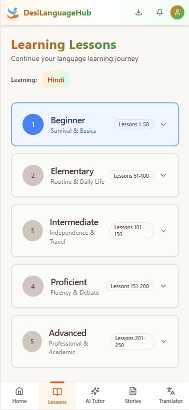 DesiLanguageHub - Screenshot 3 showing product features and functionality