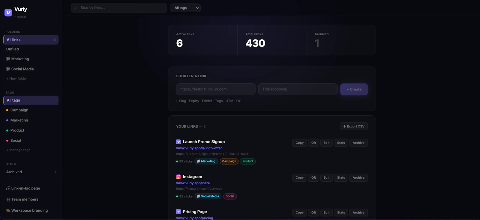 Vurly — Smart Link Shortener screenshot 2