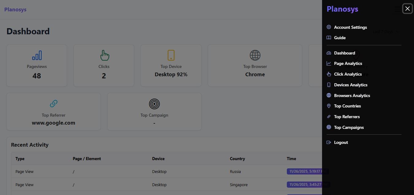 Web analytics without spying on  users - Main product screenshot demonstrating key features and user interface