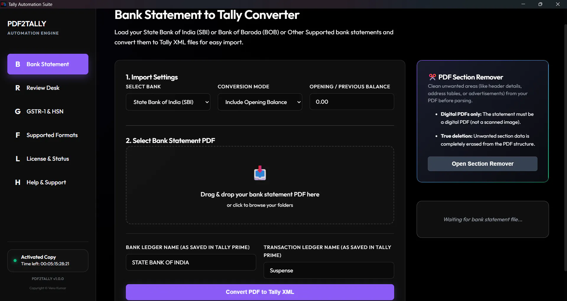 PDF2TALLY screenshot