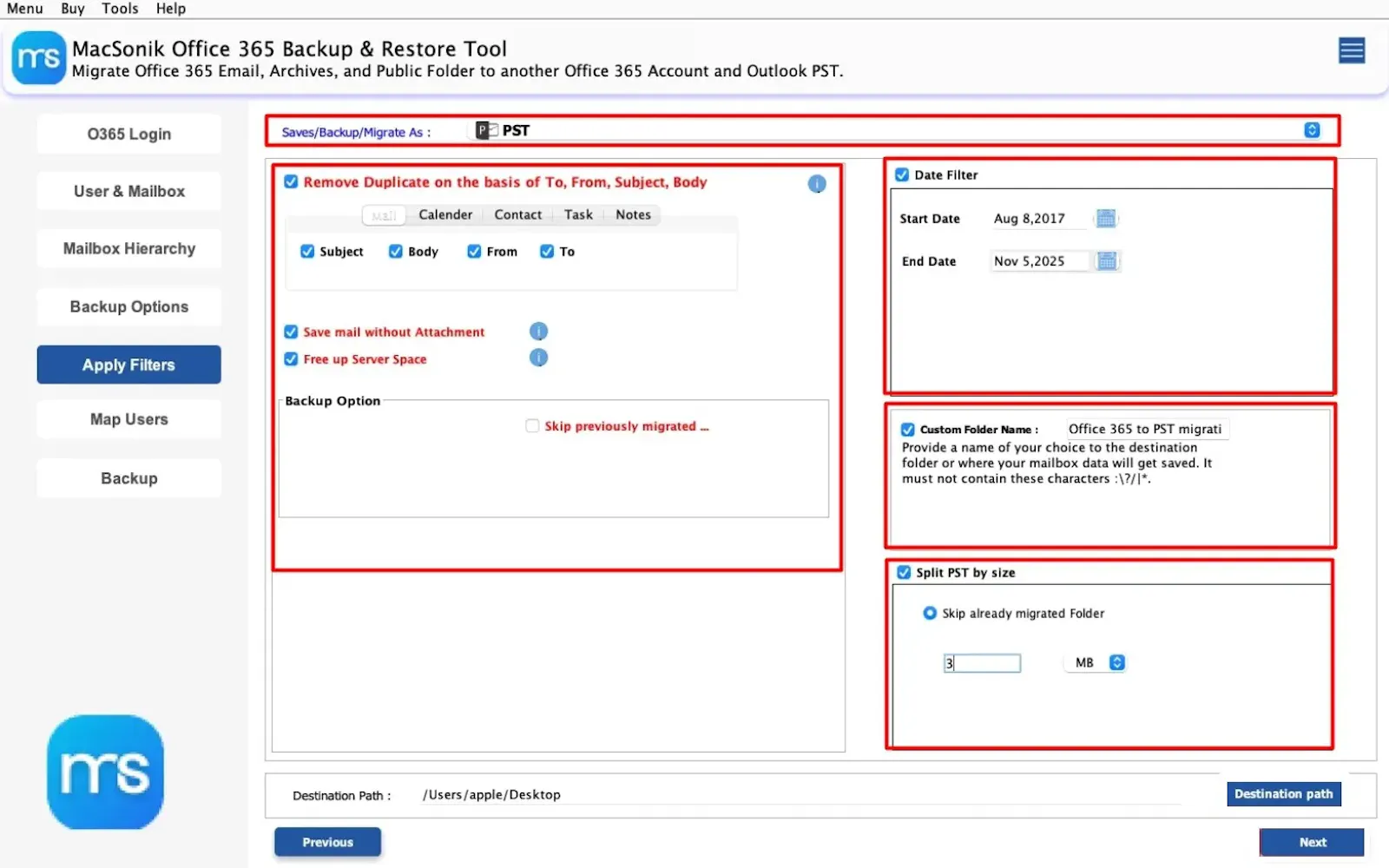 MacSonik Exchange to O365 Migration Tool screenshot 5