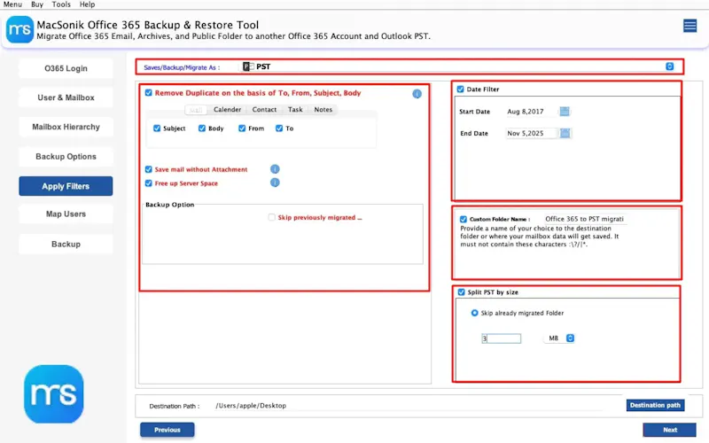 MacSonik Exchange to O365 Migration Tool screenshot 5