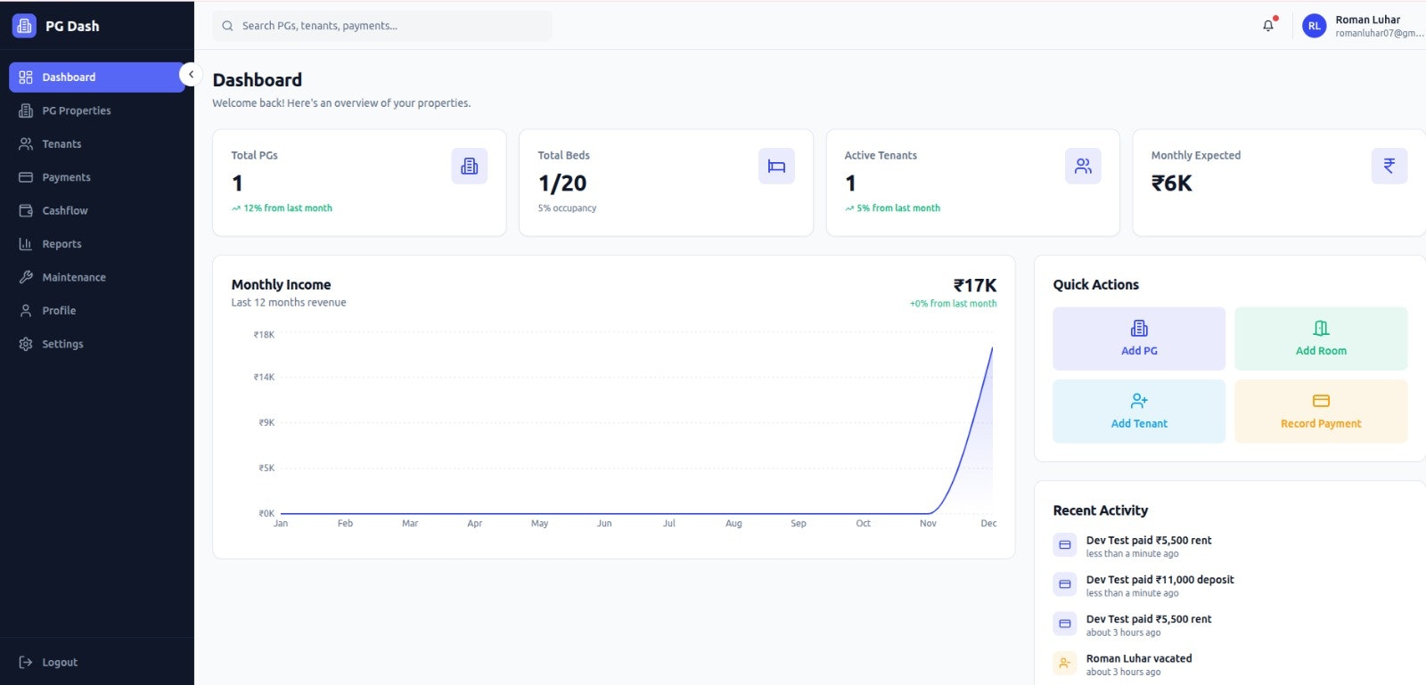 PG Dash - Screenshot 3 showing product features and functionality
