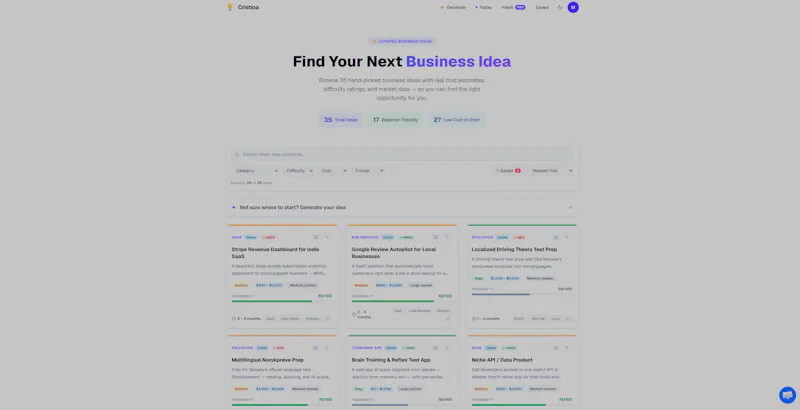 Cristioa — Curated Business Ideas screenshot 1