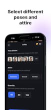 ProShots AI によって作成された高解像度の顔写真画像を表示するスマートフォン