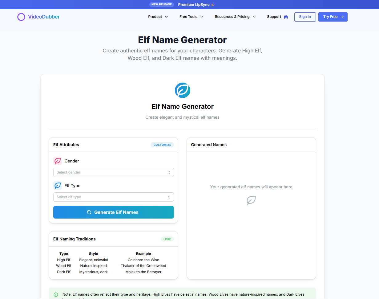 Elf Name Generator gallery image