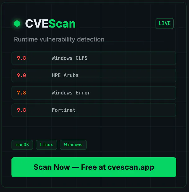 CVEScan 제품 배너