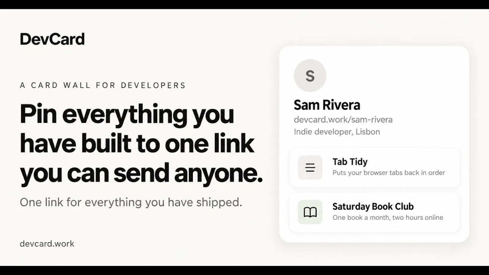 DevCard screenshot 1 (video preview)