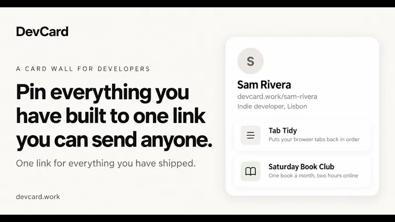 DevCard screenshot 1 (video preview)