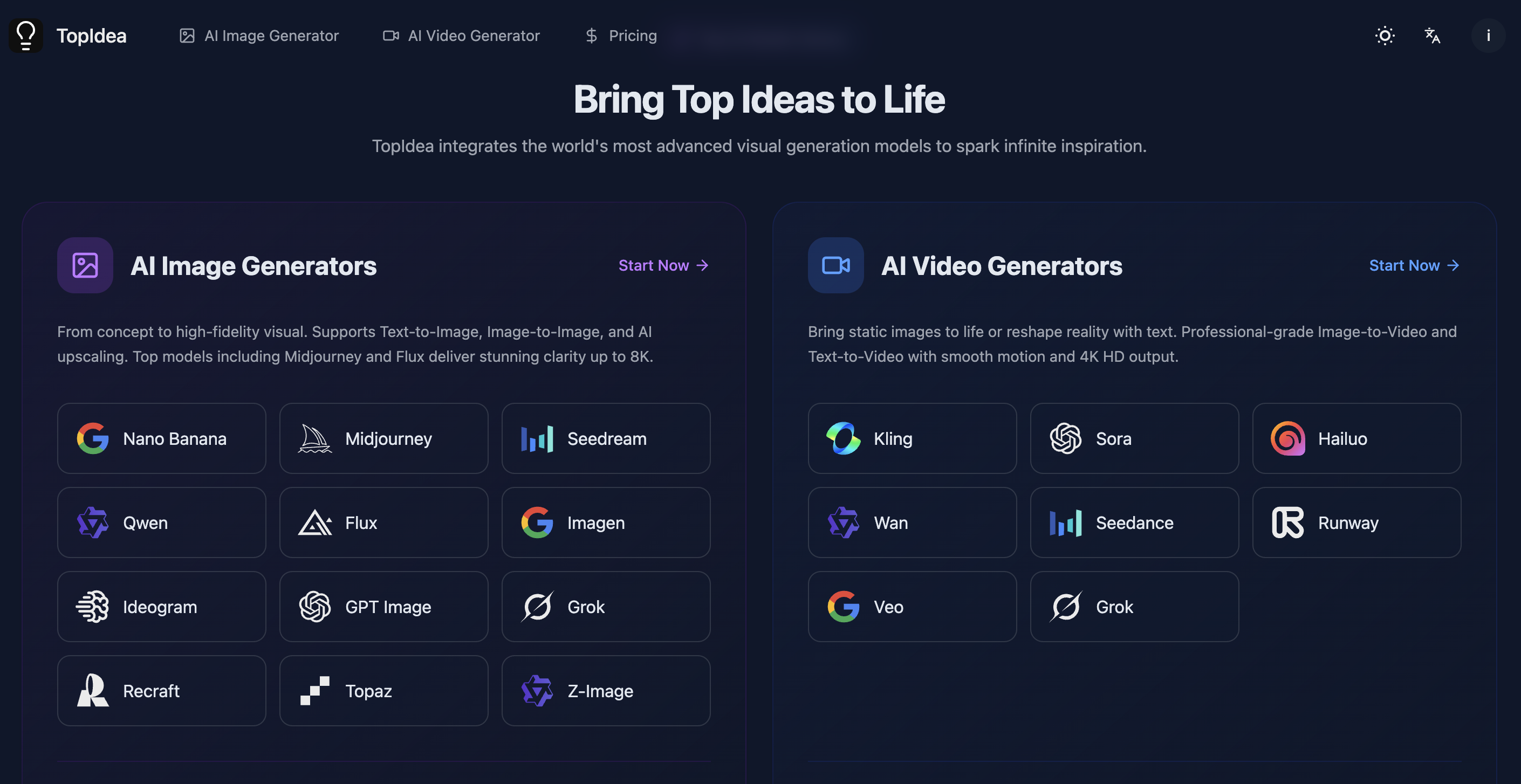 TopIdea AI - Screenshot 2 showing product features and functionality