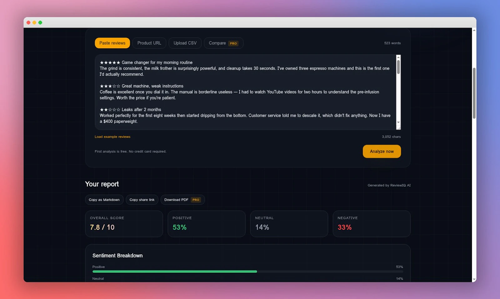 ReviewIQ screenshot 2