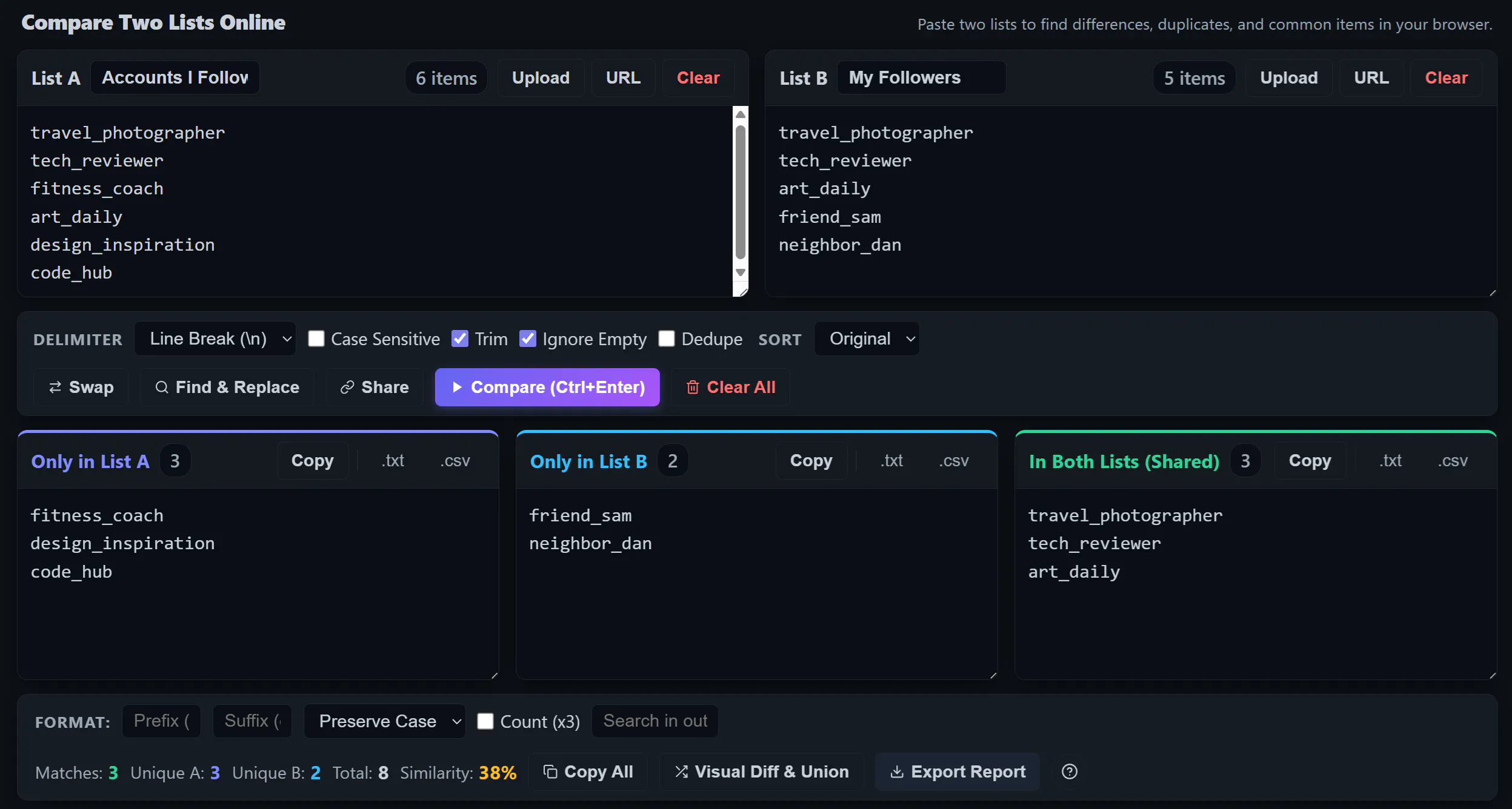 Compare Lists gallery image