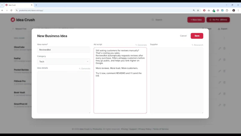 Idea Crush screenshot 1 (video preview)