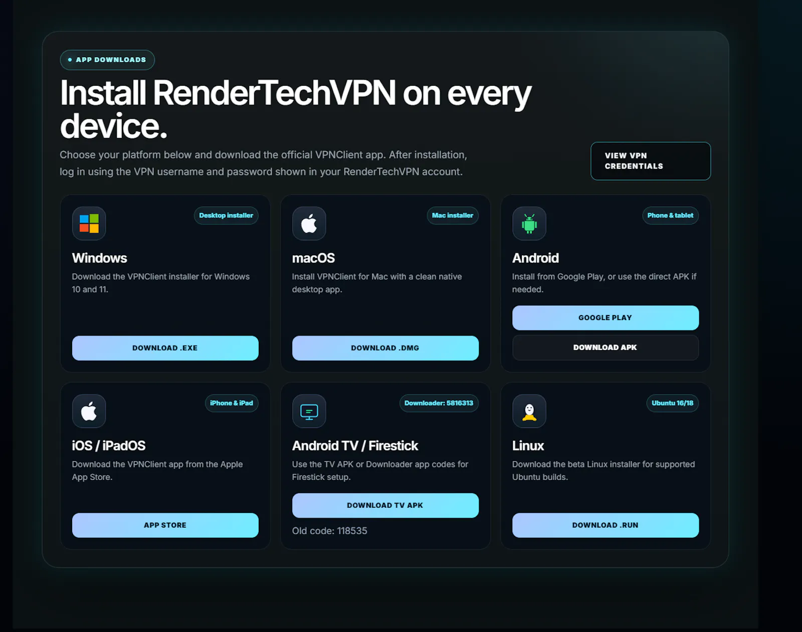 rendertechvpn screenshot 2