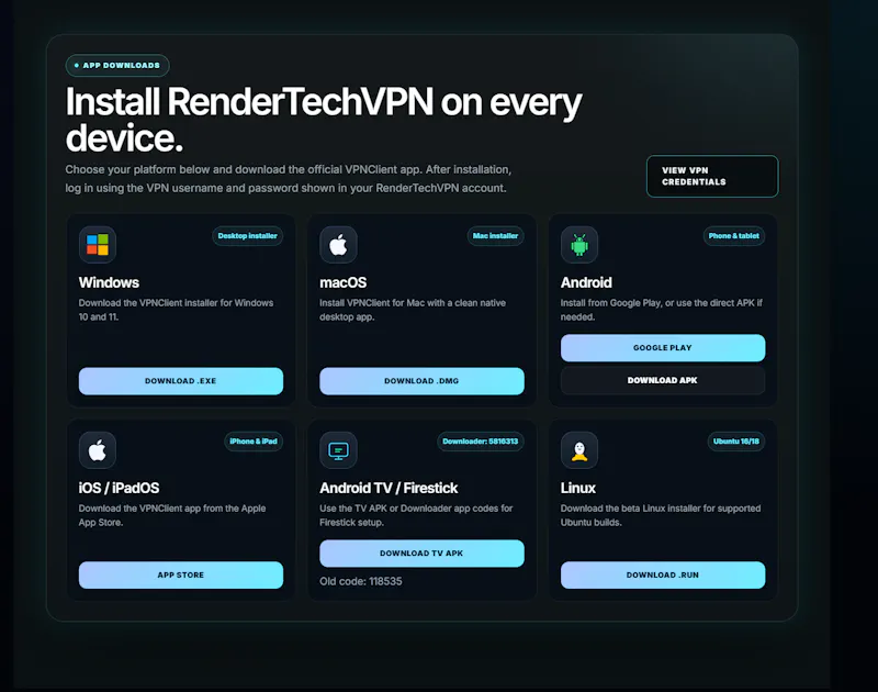 rendertechvpn screenshot 2