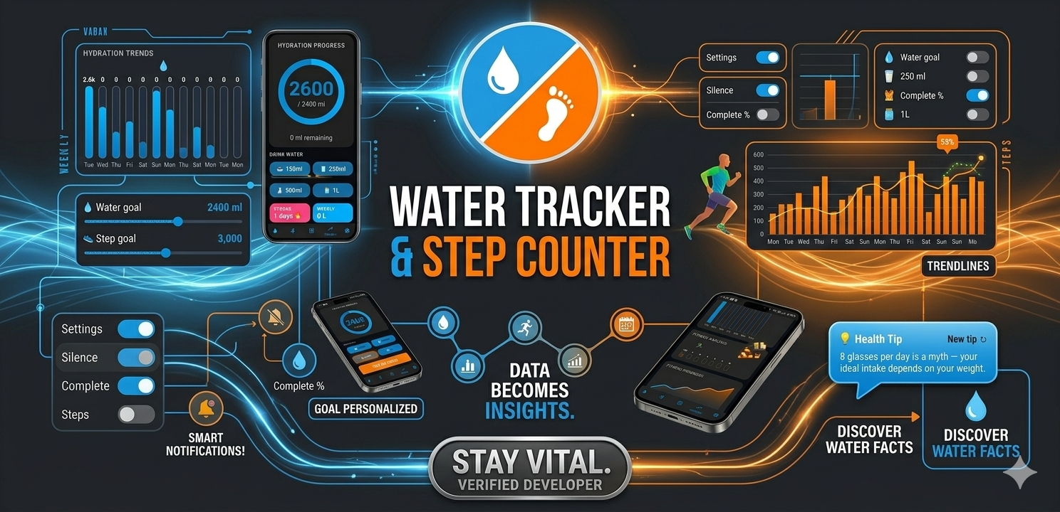 Water Tracker & Step Counter gallery image