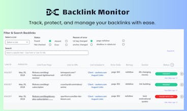Ein Bild vom Dashboard des Backlink Monitor-Tools, das die Funktion zur Verfolgung der robots.txt-Datei zeigt.