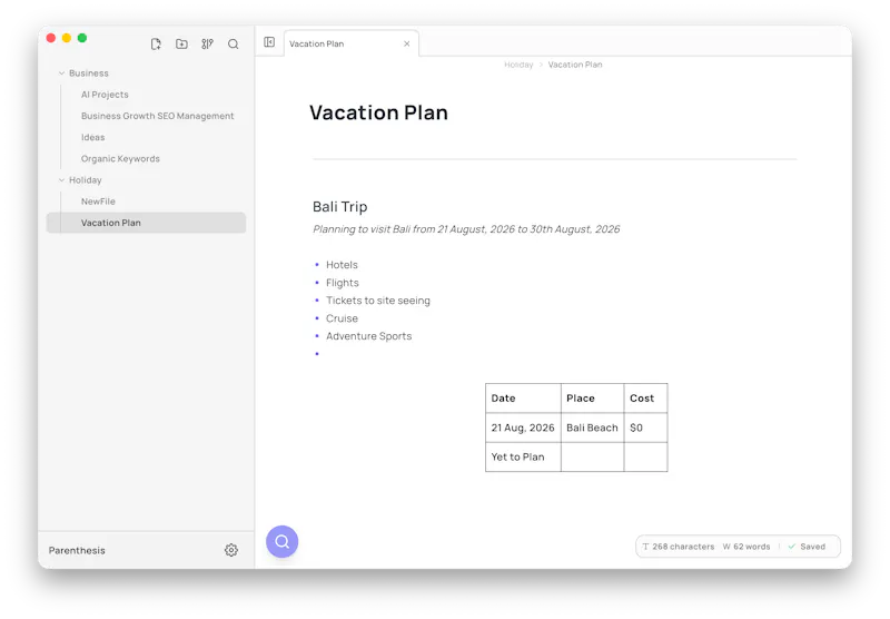 Parenthesis screenshot 3