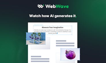 WebWave AIは、たった一つの簡単なクリックで、モダンでダイナミックなウェブサイトを生成します。