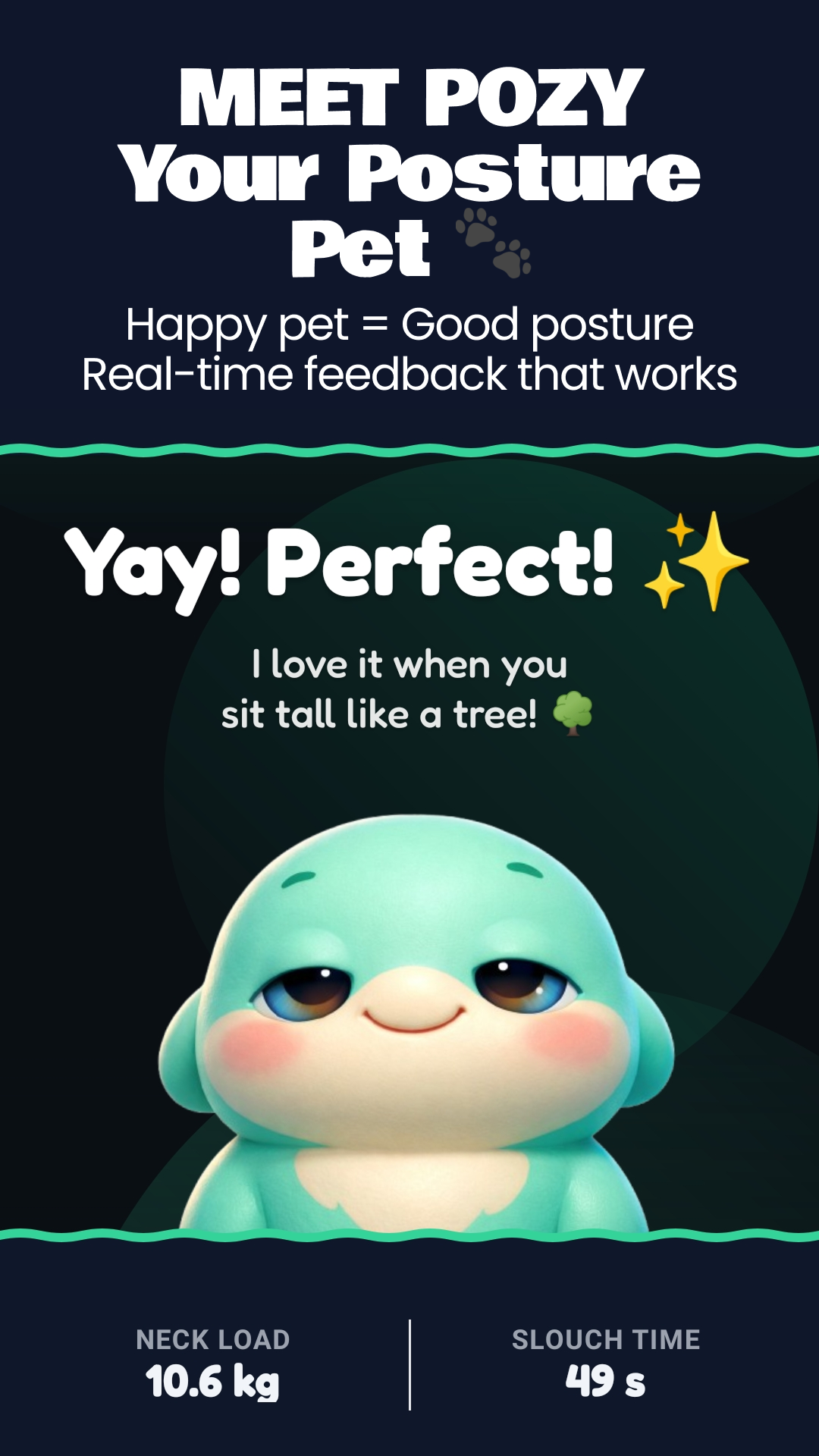 POZY: Posture Pet & Tracker - Screenshot 4 showing product features and functionality